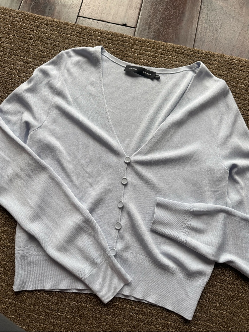 Proenza Schouler Pale Blue V-Neck Button Front Cardigan